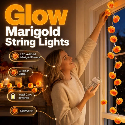🌼Last Day Special Offer🎃Artificial Marigold LED String Lights