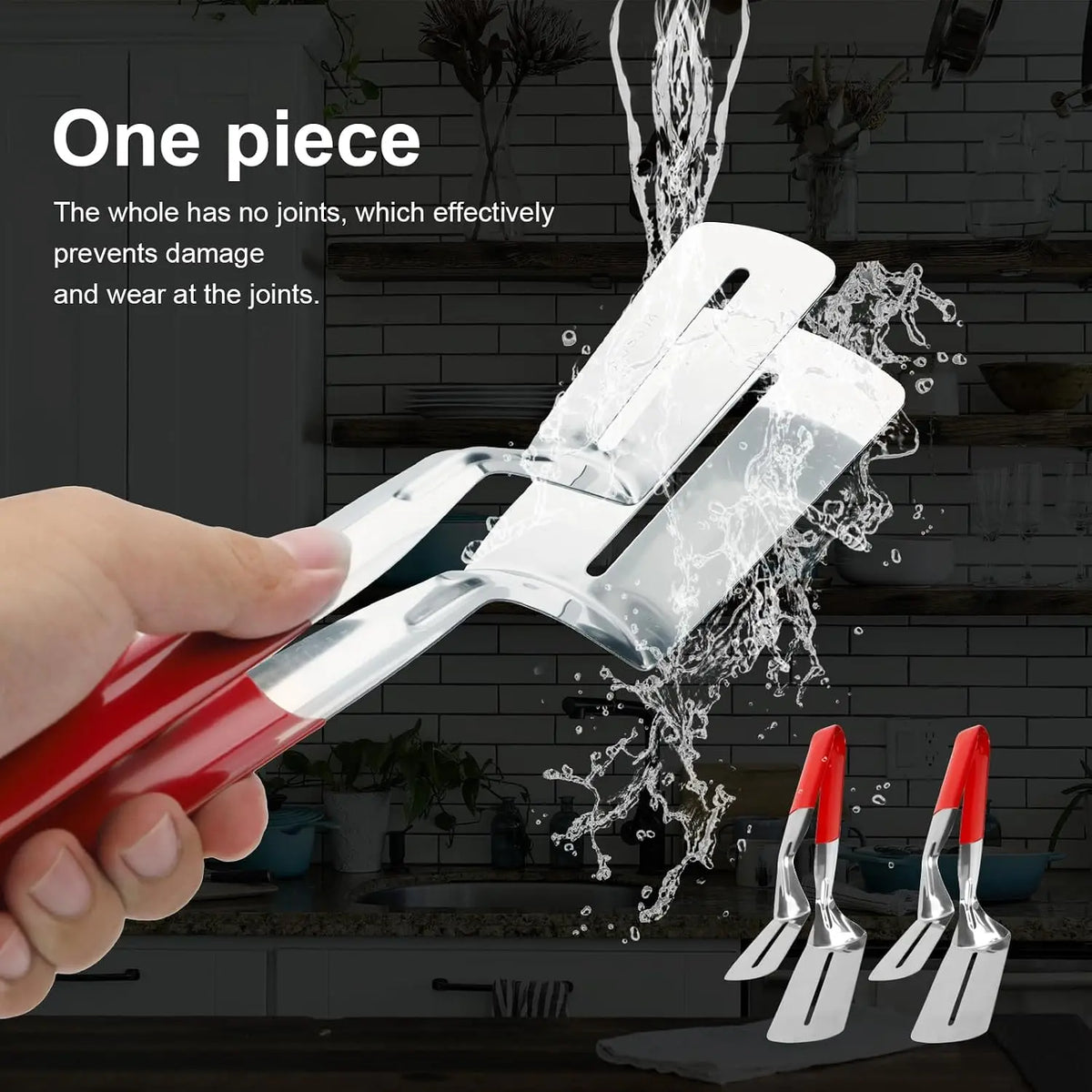 🍳 2-in-1 Spatula Tongs for Cooking and BBQ –304 Stainless Steel Food Flipper