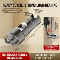 Tool‑Free Shower Slider with Hook (Gun‑Gray)