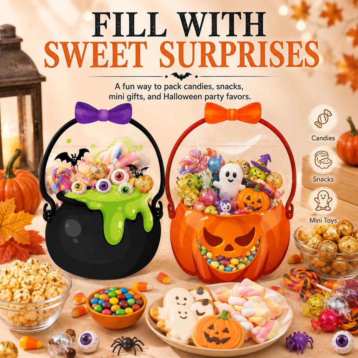 🎃 2026 Halloween Early Deal! 🎉Halloween Goodie Bags 🧡 Pumpkin & Cauldron Treat Bags