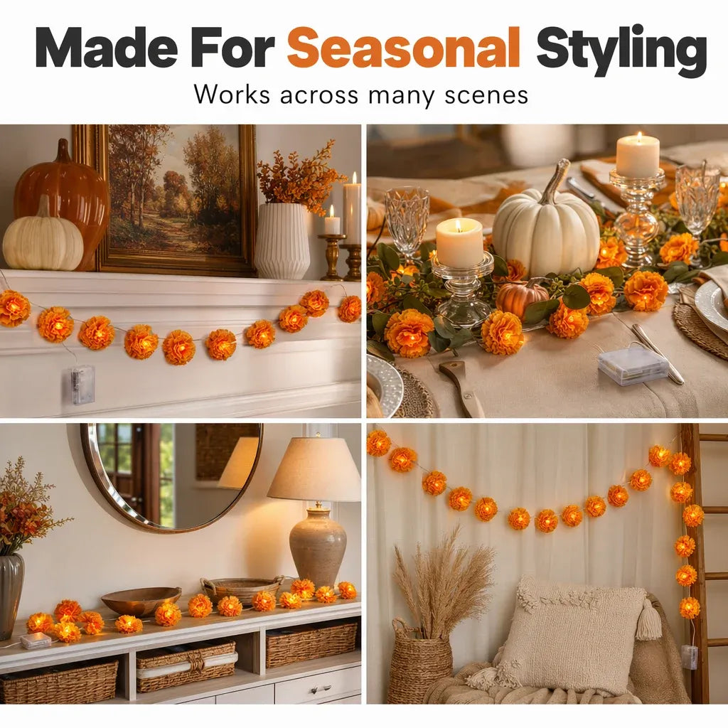 🌼Last Day Special Offer🎃Artificial Marigold LED String Lights