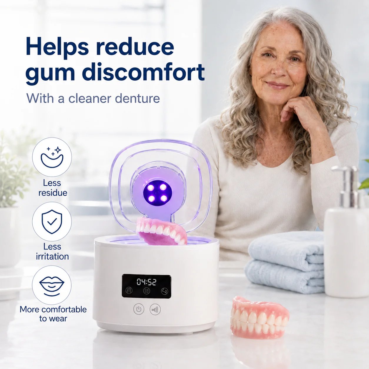 🔥HOT SALE🔥🦷 Denture Dome Ultrasonic UV-C Cleaner