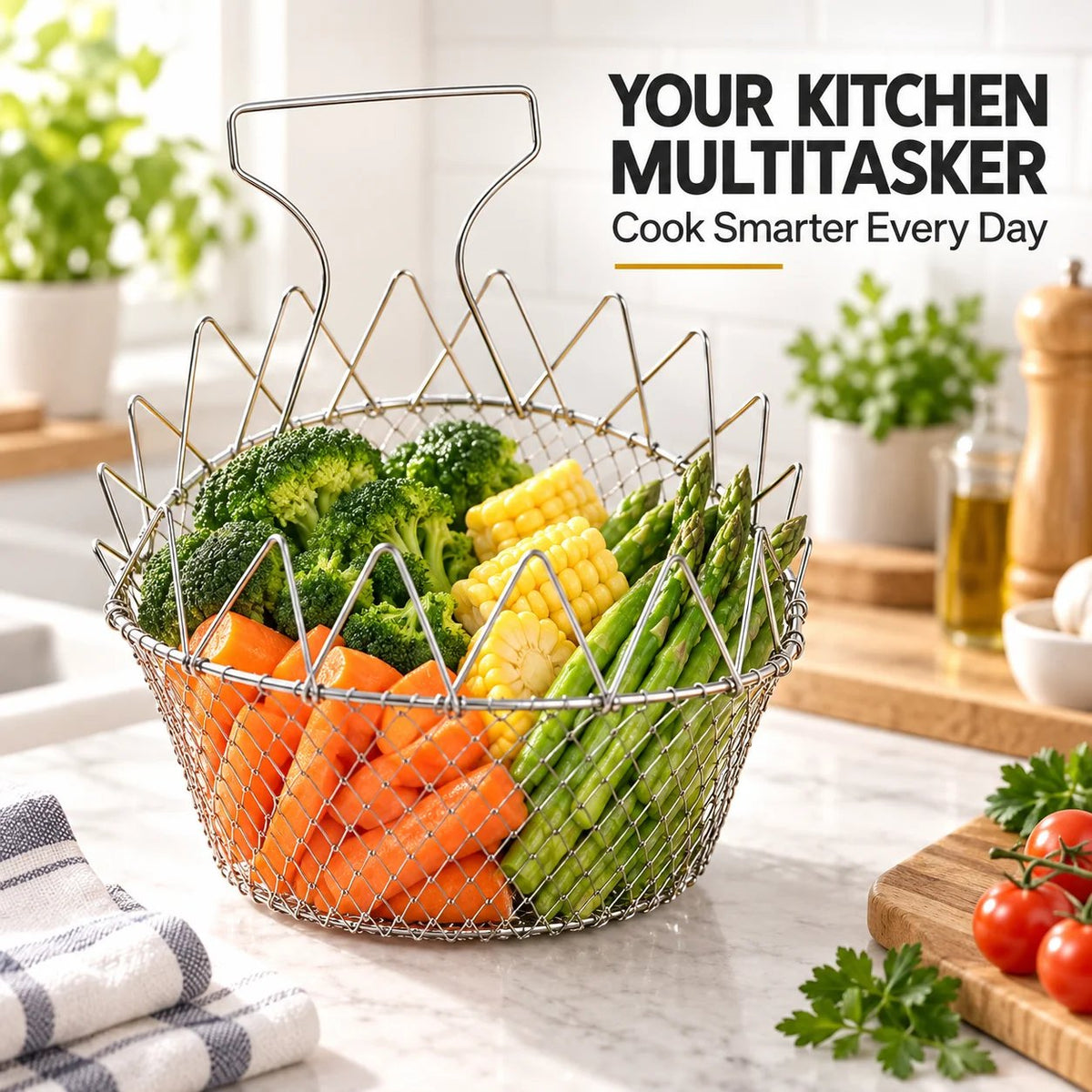 🔥 BUY 1 GET 1 FREE – Foldable 304 stainless steel frying basket and filter✨