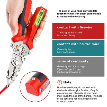 💥New products in 2026🔥16-in-1 Wire Stripping Pliers, Rechargeable Wire Strippers Tool with Voltage Tester&Alarms, Detectable 12-250V, Heavy-Duty Electrical Pliers&Wire Cutters