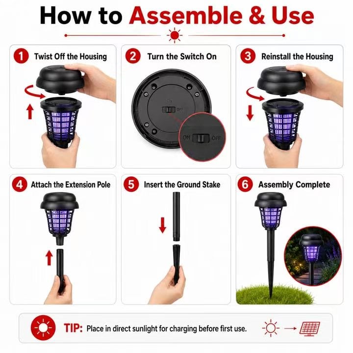 50%off🏠Summer Essentials🦟Solar-Powered UV Mosquito Killer Lamp
