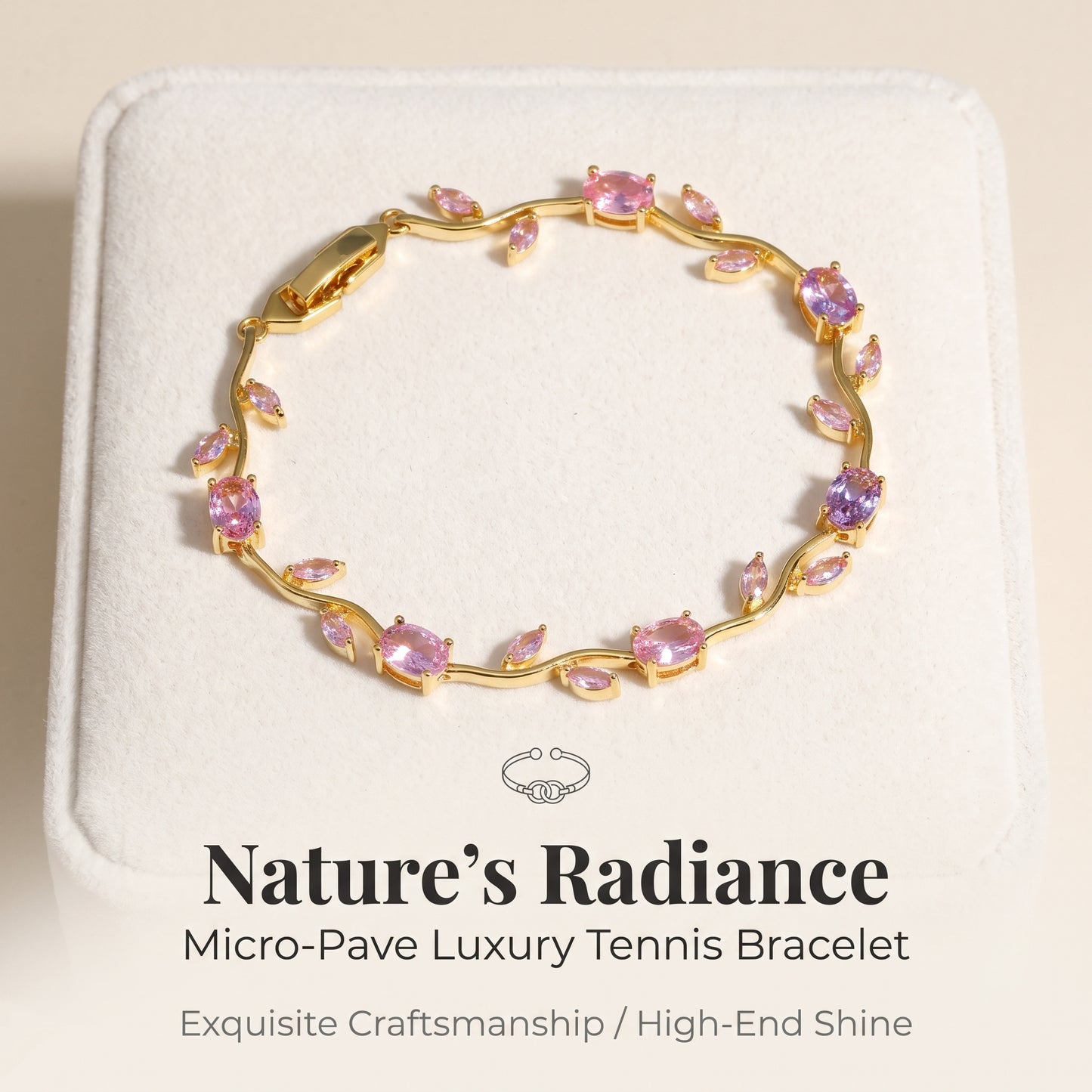 ✨50%OFF✨18K Gold Plated Micro-Pave Zirconia Bracelet | Luxury Sparkling Branch Vine Cuff Wristband | Adjustable Sliding Clasp Elegant Jewelry Gift for Women