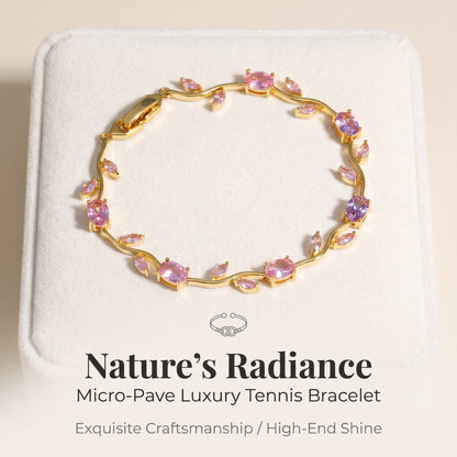 ✨50%OFF✨18K Gold Plated Micro-Pave Zirconia Bracelet | Luxury Sparkling Branch Vine Cuff Wristband | Adjustable Sliding Clasp Elegant Jewelry Gift for Women