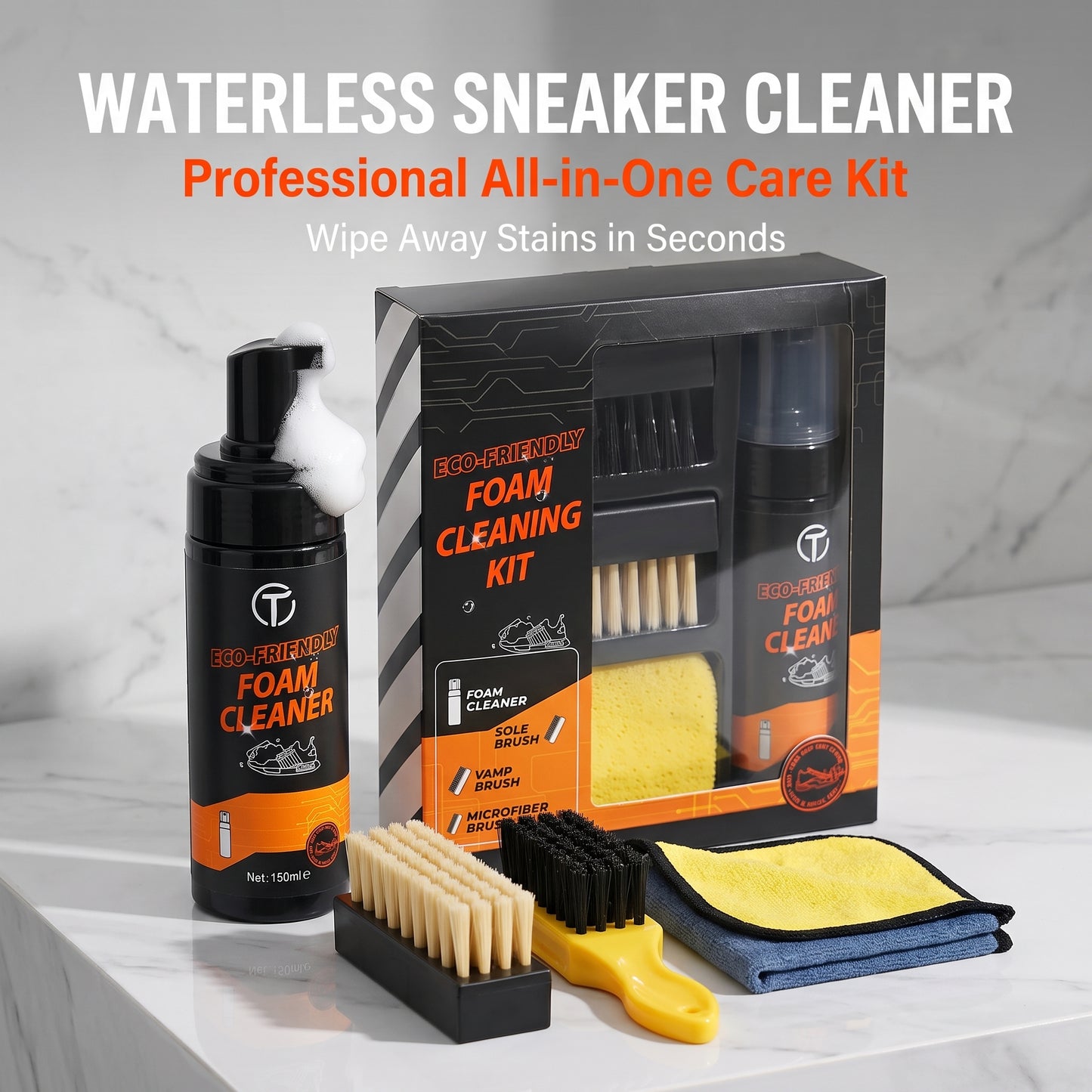 🔥50%off🔥Waterless Shoe Cleaner Foam | Anti-Yellowing Sneaker Stain Remover Kit | Premium Gentle Formula for White Shoes Leather Canvas Mesh & Rubber