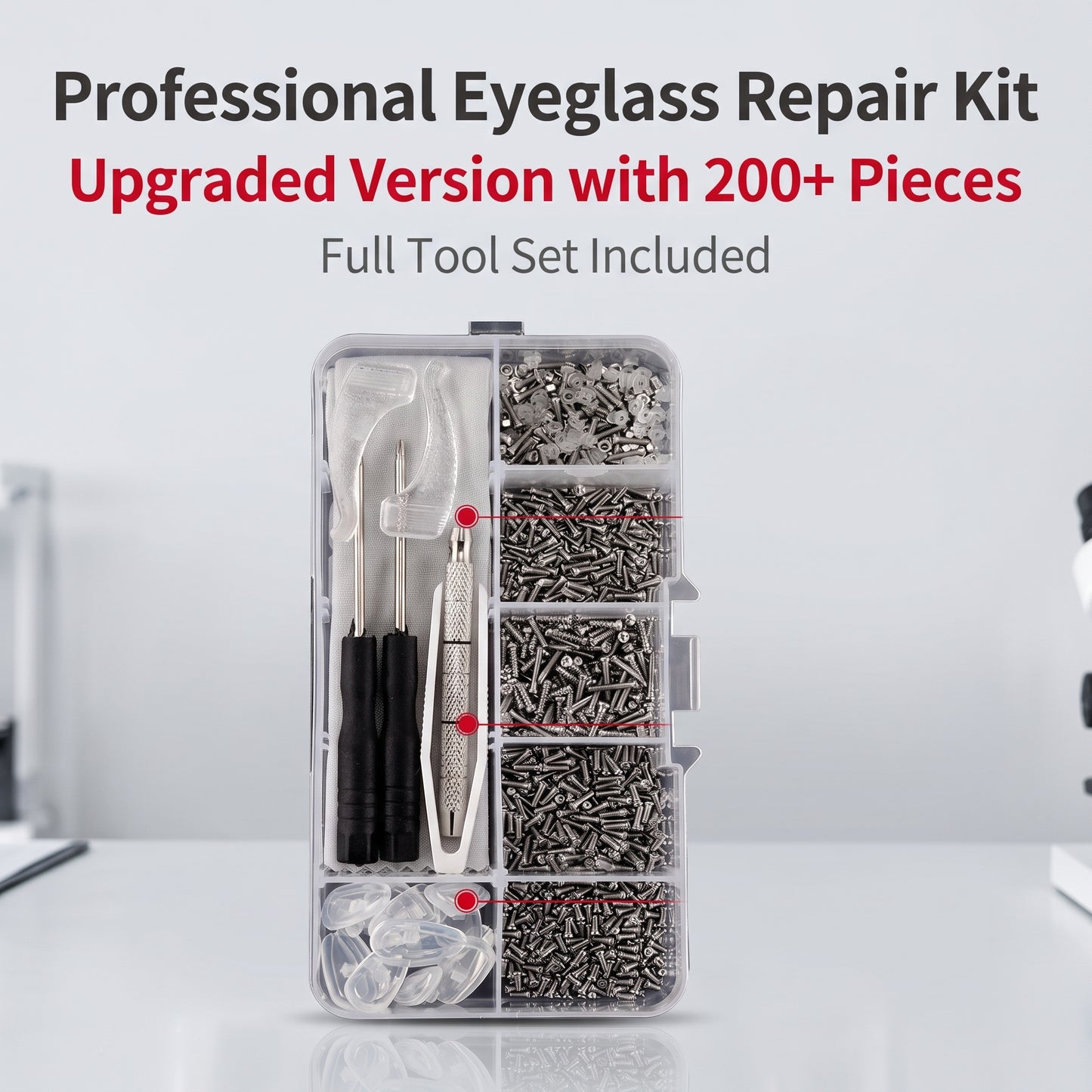 🔥50%off🔥Eyeglass Repair Tools Kit, Glasses Screws Silicone Nose Pads & Screwdriver Full Replacement Accessories