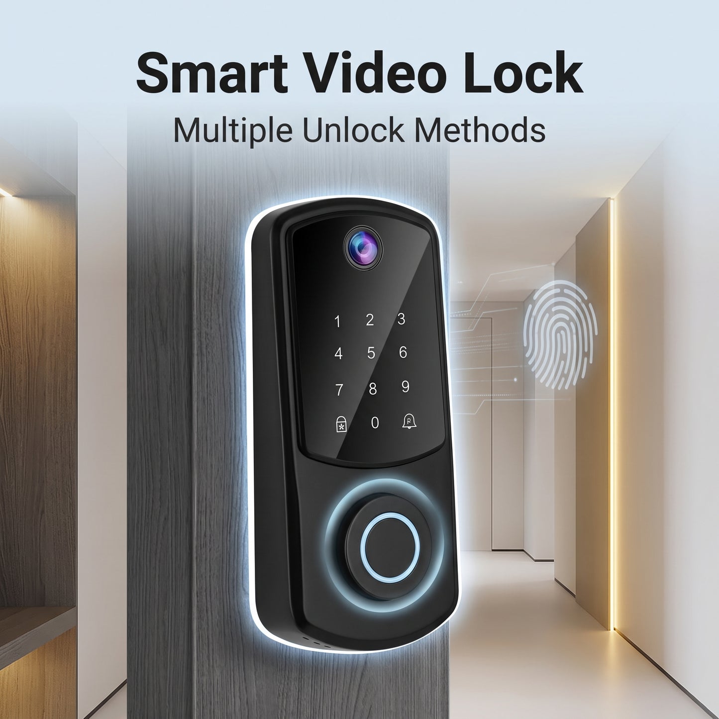 🔥First 100 orders get 50% OFF!🔥Automatic Fingerprint Smart Lock with Cat Eye Capture, Password Spherical Auxiliary Door Lock