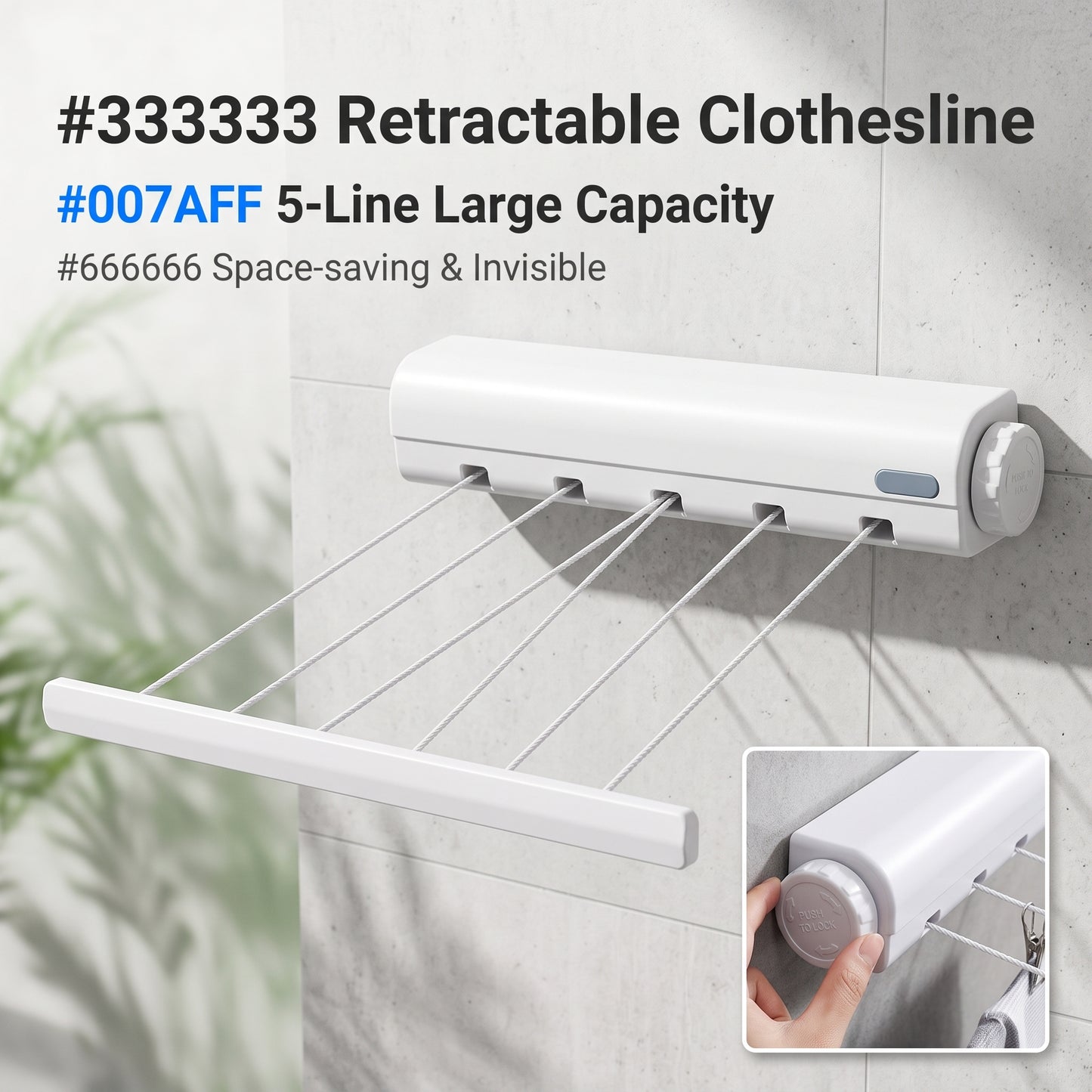 ✨50%off✨Spring Auto Retractable Clothes Line | 4/5 Strands Wall Drilling Laundry & Towel Hanger with Hooks