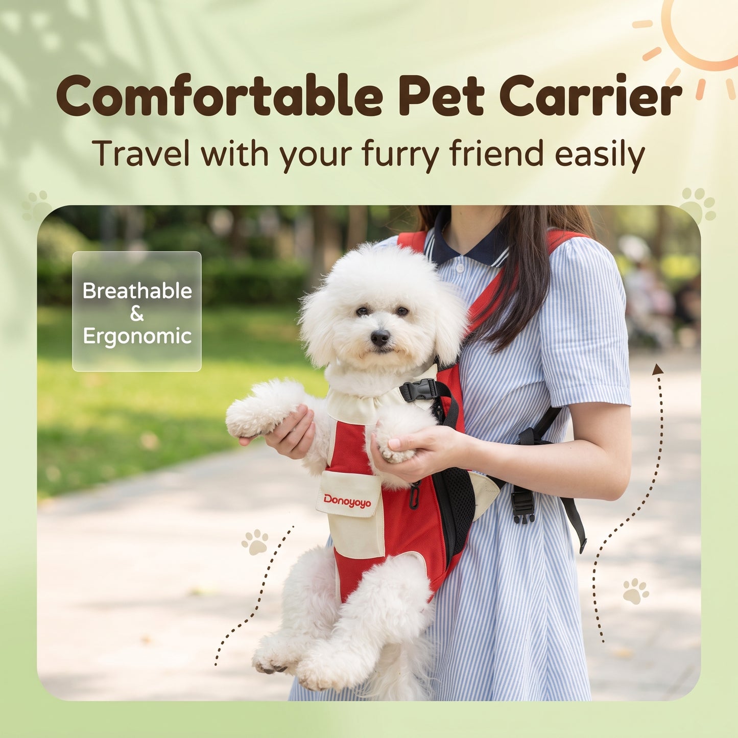 🔥50%off🔥Linen Cotton Chest Pet Backpack | Hands-Free 4-Leg Dog & Cat Carrier for Walking Travel