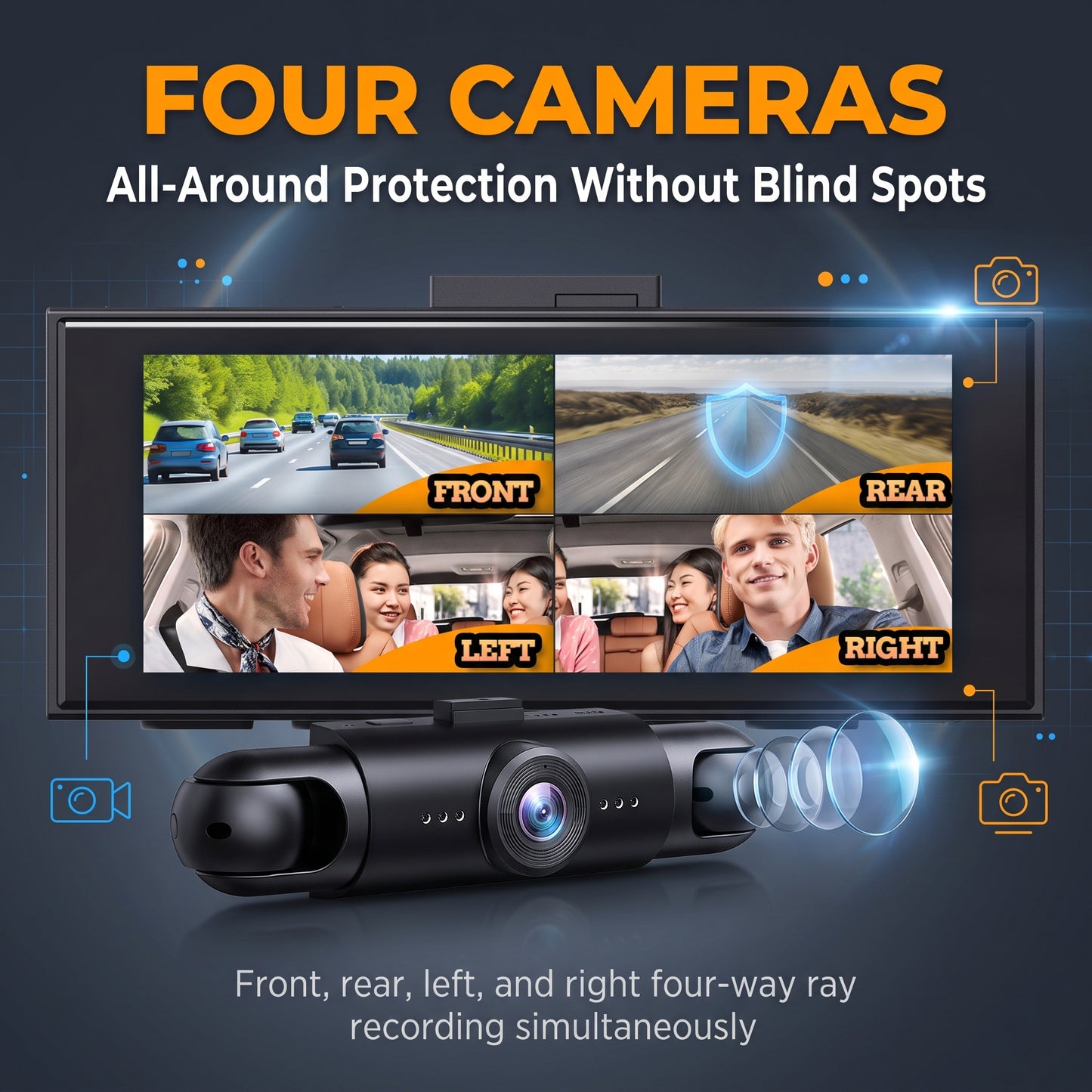 ⏰ 24‑Hour‑Only Deal｜4‑Camera Dash Cam Round‑The‑Clock Safety Guard
