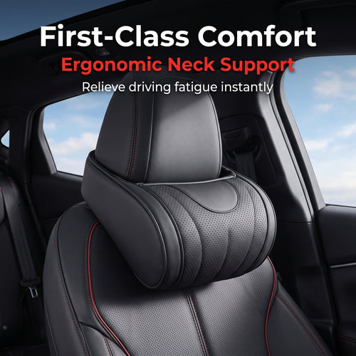 🔥50% OFF🎉Luxury Nappa Leather Car Neck Pillow – Premium Comfort & Support
