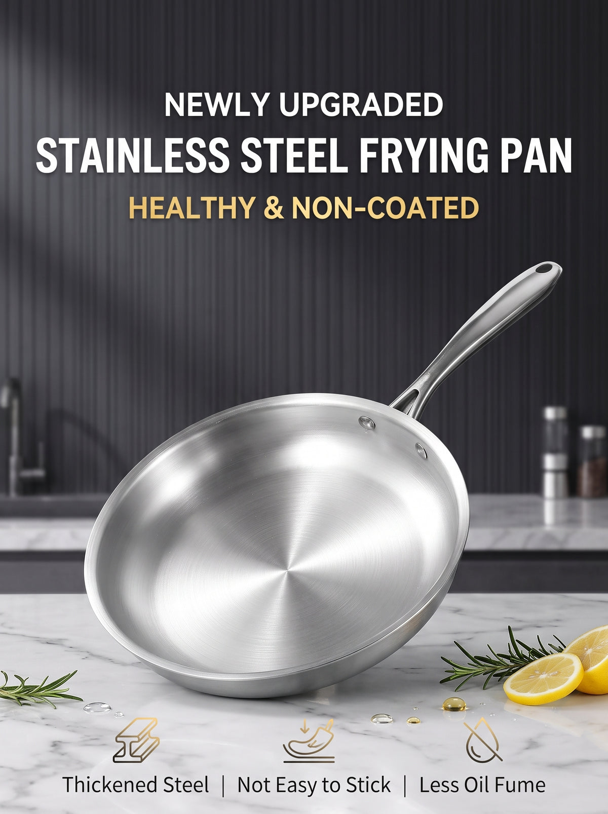 🔥Today’s Special‑ 50% OFF🍳 Premium Stainless‑Steel Steak Frying Pan with Lid