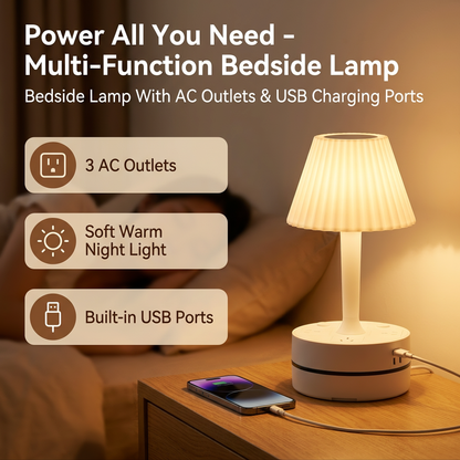 💡 Bedside Lamp with Charging Station – Light Up & Power Up Your Nightstand 🔌