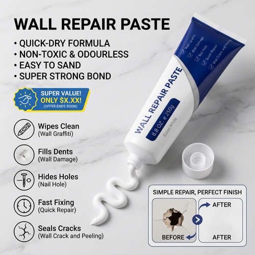💕Buy 1 Get 1 Free🧱Waterproof Wall Repair Paste With Scraper & Sandpaper