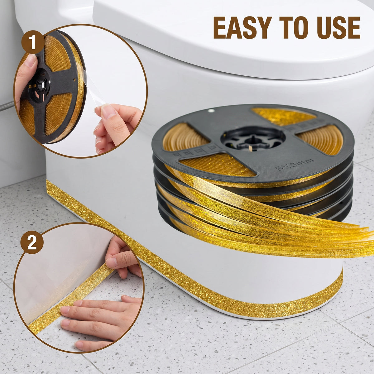 💕Buy 1 Get 1 Free🔥🛠6/12m Ceramic Tile Gap Mildewproof Waterproof Self-Adhesive Caulk Strip