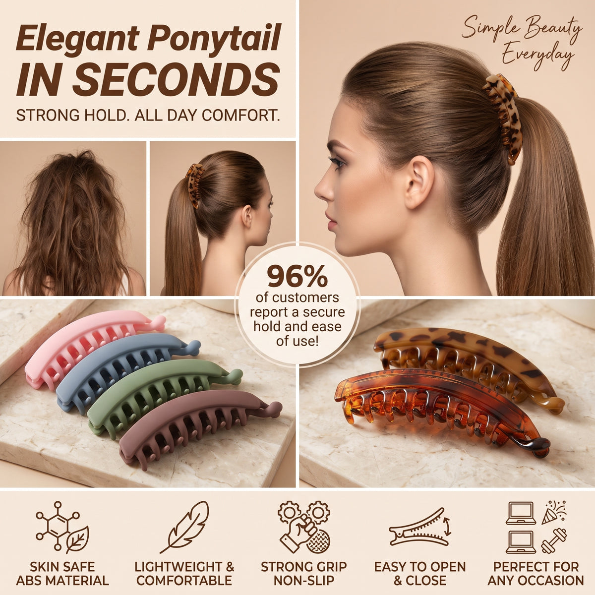 🎁Buy 2 Get 2 Free💞Banana Hair Clips Non-slip 9 Colors