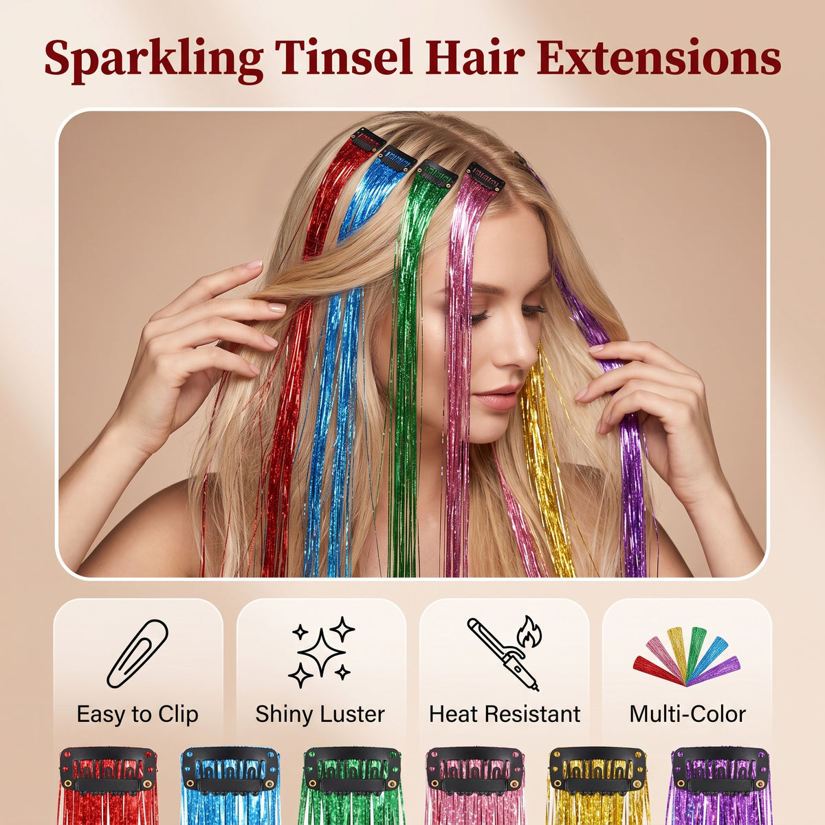 🔥50%OFF✨Clip-in Tinsel Hair Extensions