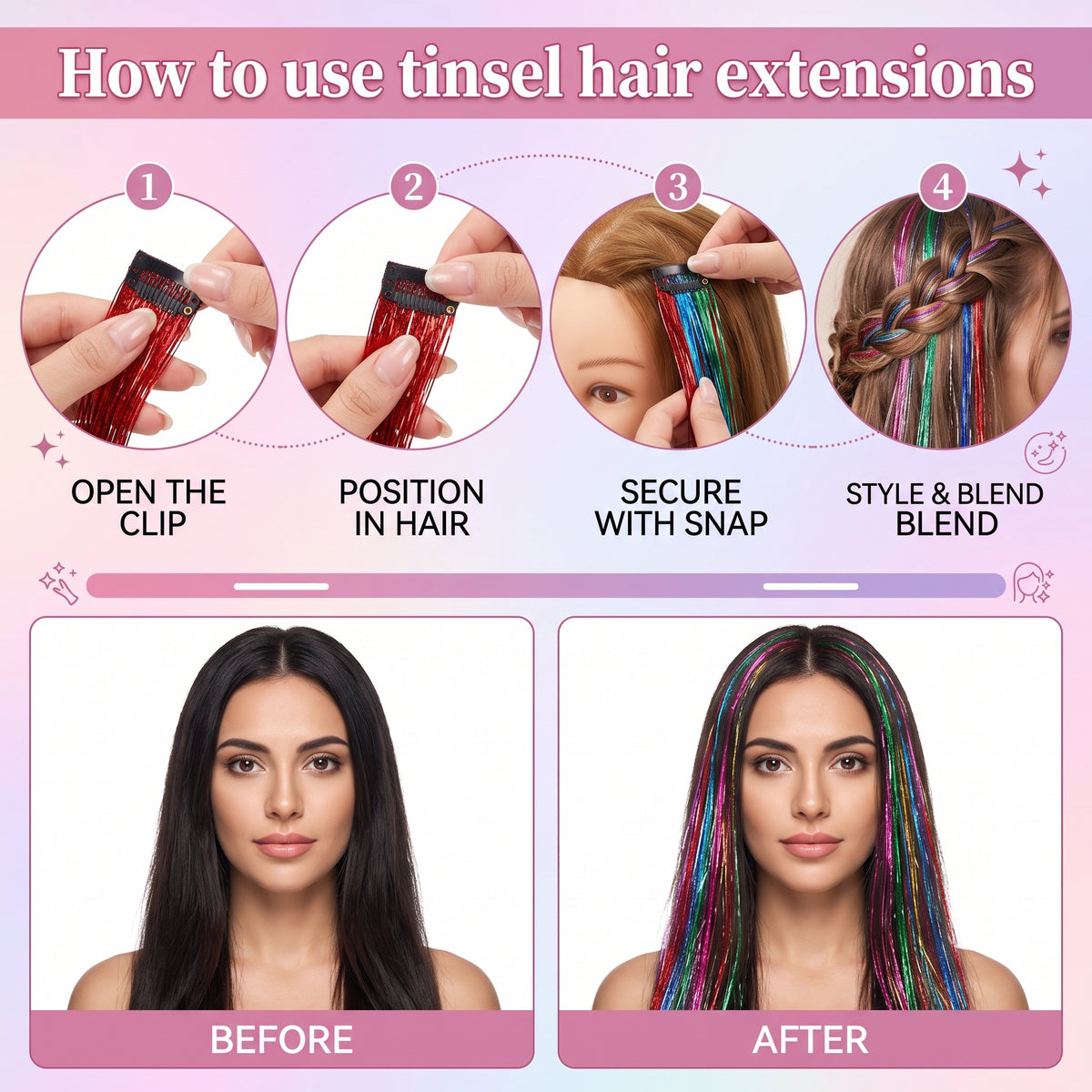 🔥50%OFF✨Clip-in Tinsel Hair Extensions