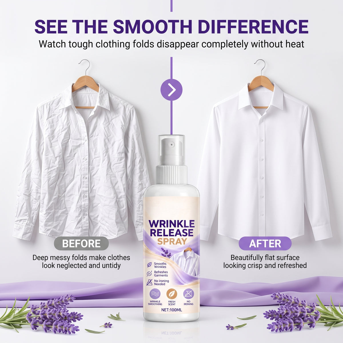 💕Buy 1 Get 1 Free🎁👗Clothing Wrinkle Release Spray No Ironing Clothing Remover Spray