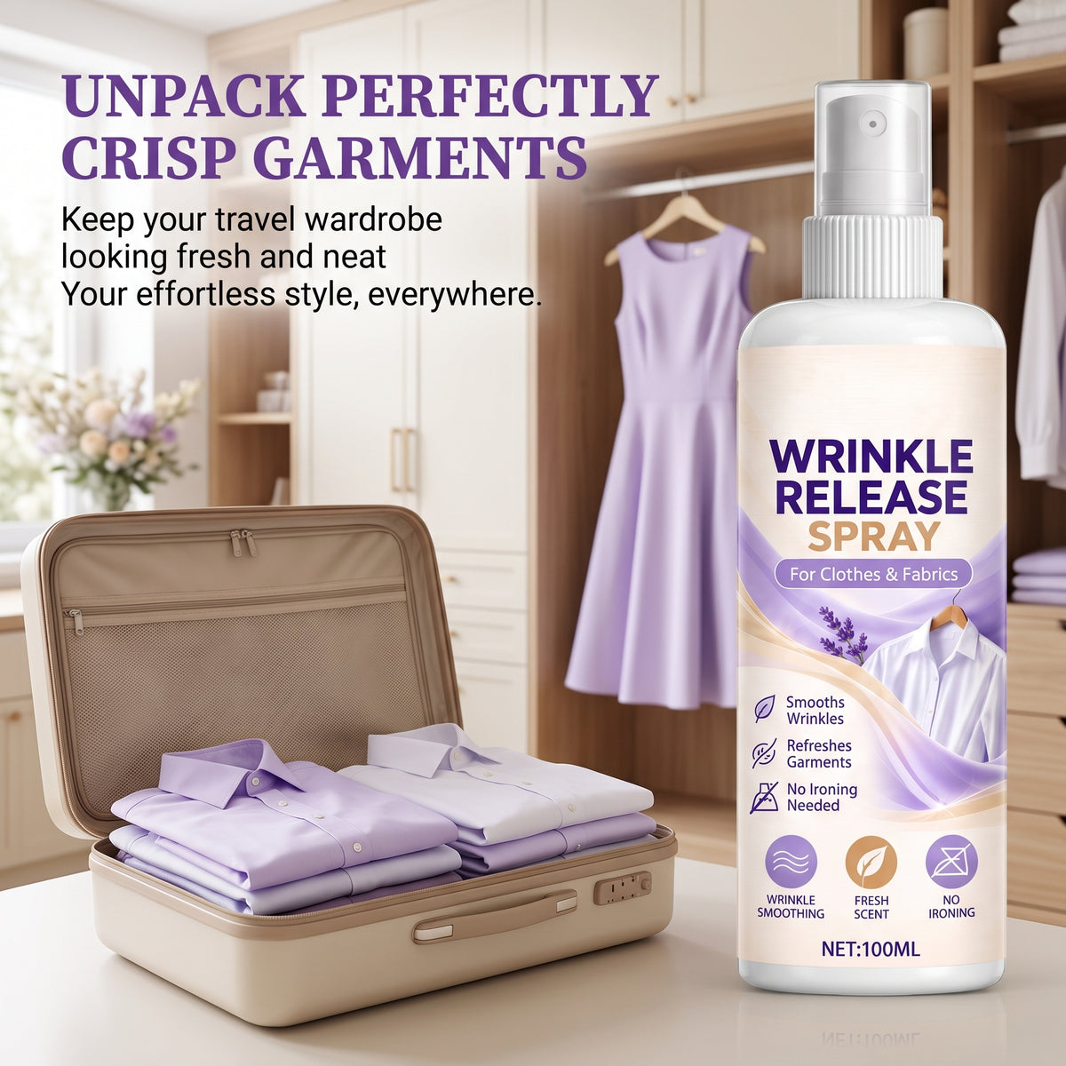 💕Buy 1 Get 1 Free🎁👗Clothing Wrinkle Release Spray No Ironing Clothing Remover Spray