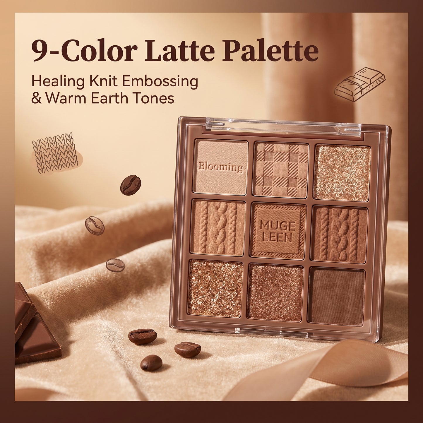 🔥Buy 1 Get 1 Free🔥Knitted Sweater 9 Shades Eyeshadow Palette, Earth Tone Matte Shimmer Glitter Orange Brown Chocolate Makeup