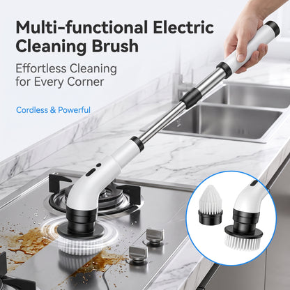 🧹 50% OFF! Electric Cleaning Brush – rechargeable, 4 interchangeable heads, waterproof – perfect for bathroom, kitchen & car. 💧✨