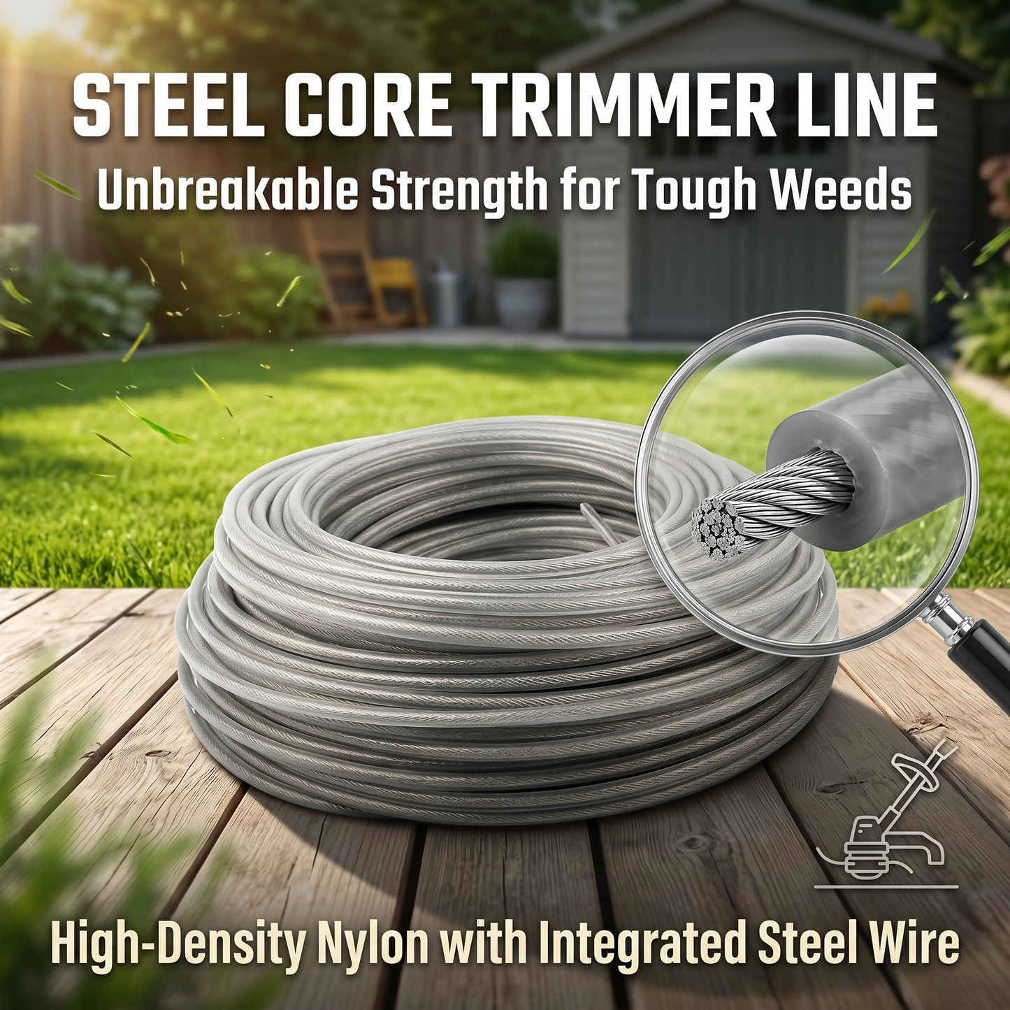 🔥50%off 🔥🌿200 FEET Universal Heavy-Duty Trimmer Line – Cut-to-Fit, Lasts Up to 10 Years
