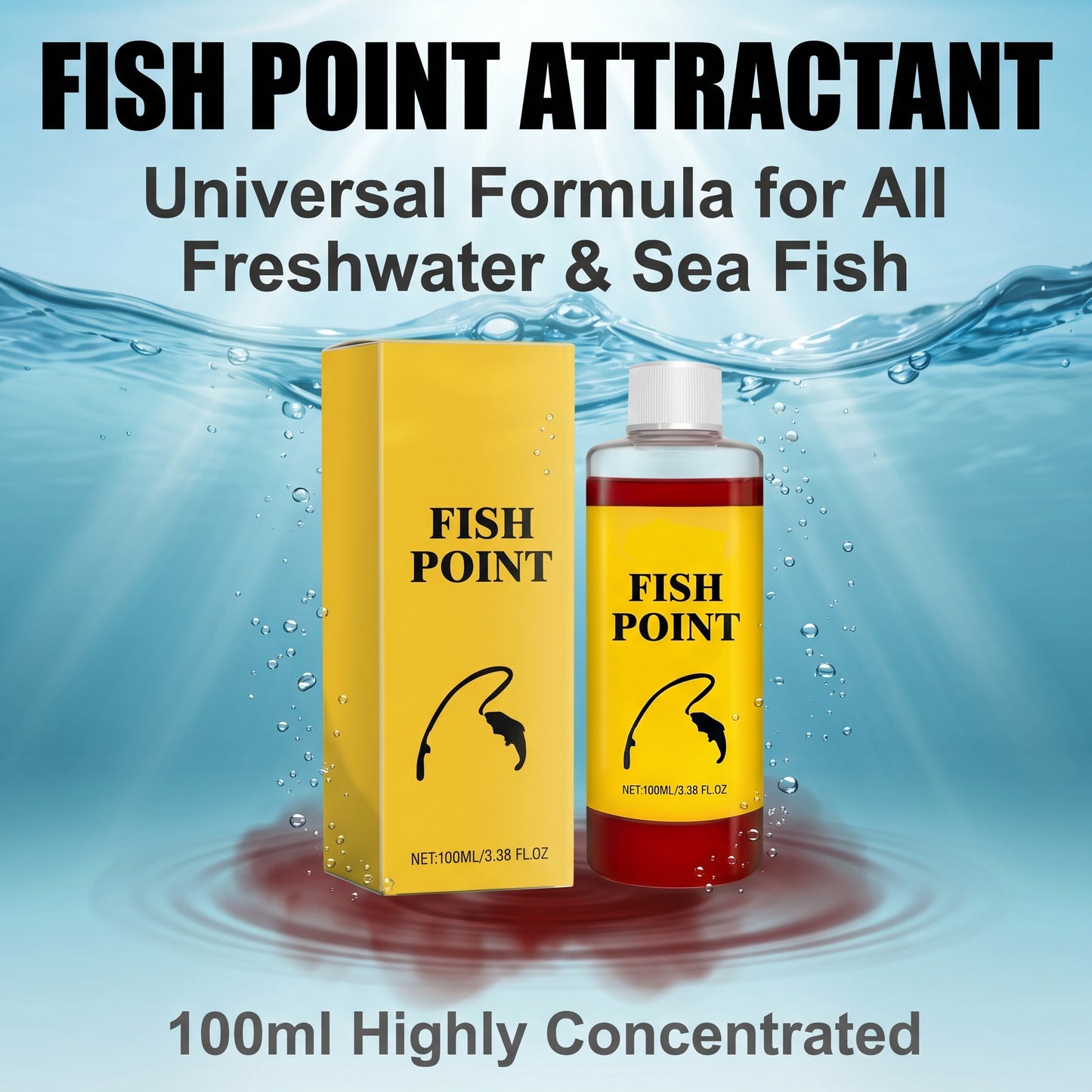 🔥50%off🔥The FISH POINT™ Pro-Grade Concentrated Marine & Freshwater Fish Attractant (100ml / 3.38 fl.oz)