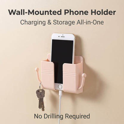 🔥50%off 🔥Wall-mounted storage box, adhesive bedside phone holder, phone charging stand, remote control storage rack