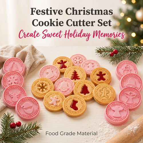 🔥50% OFF🎄Festive Christmas Cookie Cutter Set 3D Holiday Baking Stamps