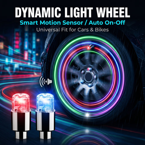 🔥50%off✨Motion-Activated LED Wheel Lights | Waterproof Valve Stem Caps for Car, Motorcycle & Bike (4 Colors, Pack of 4)
