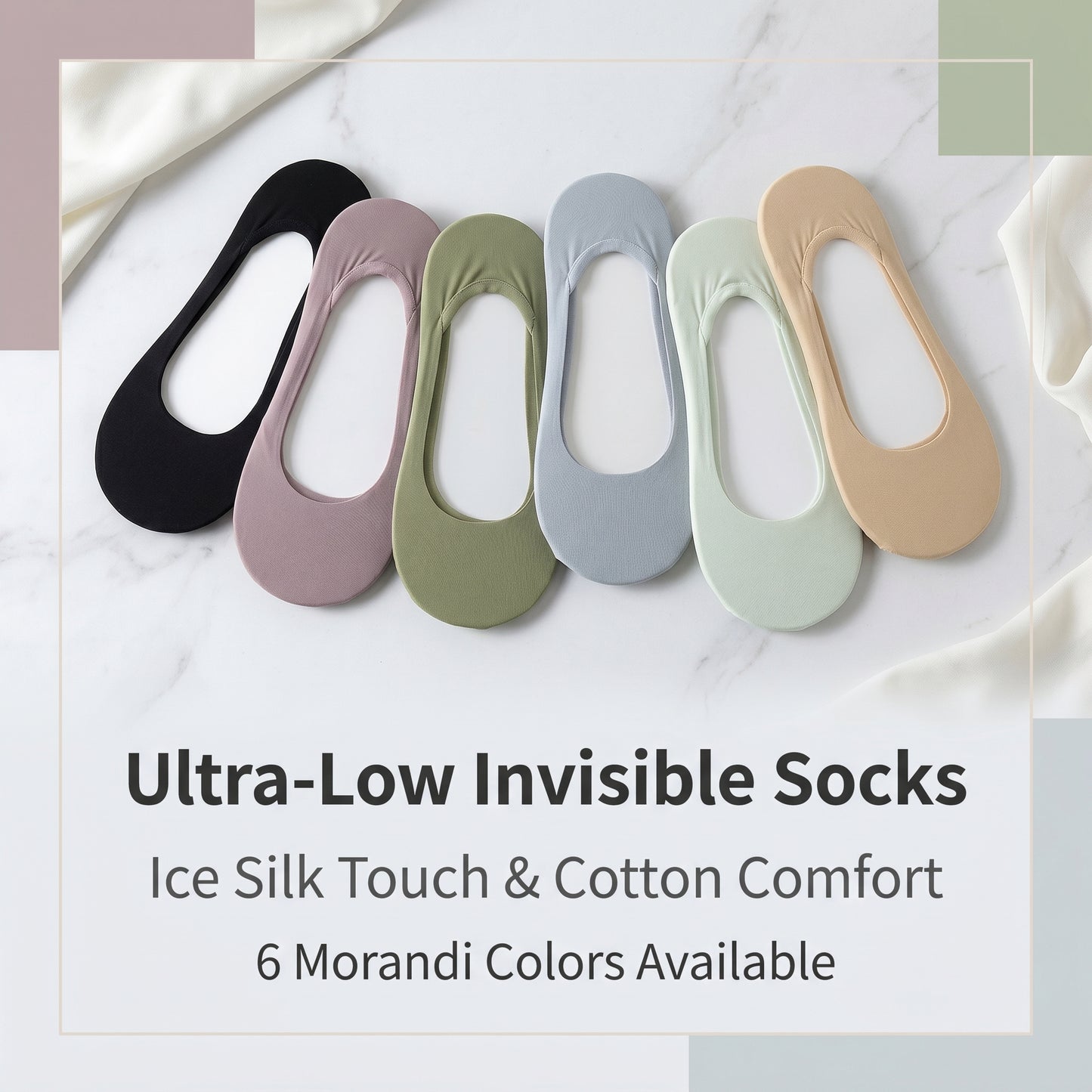 Cushioned No-✨50%off 🧦Show Socks for Women | Non-Slip Ice Silk Invisible Boat Socks with Double Sponge Footpads