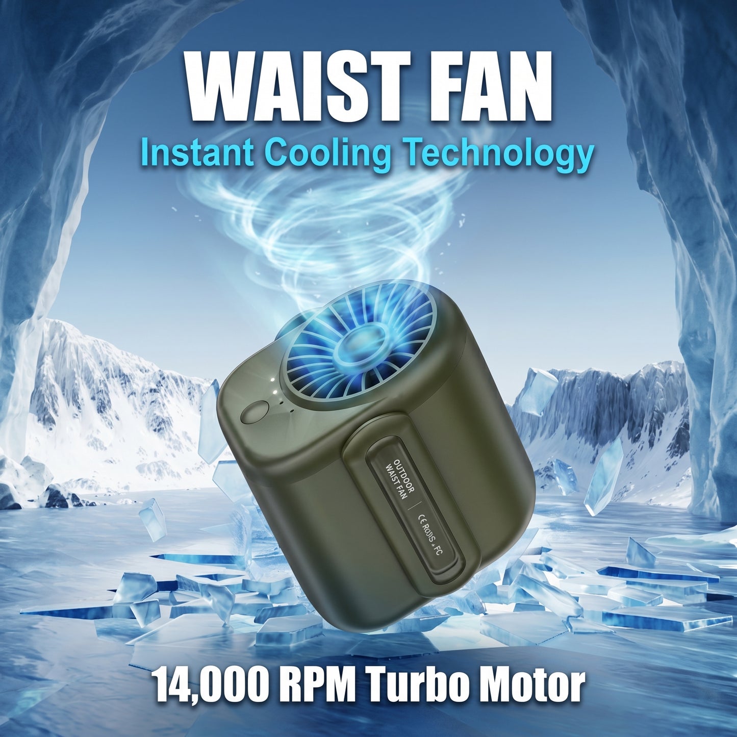 🧊50%off🧊Heavy-Duty 360° Waist Fan | 14,000 RPM Portable Turbo Clip-on Fan & 5000mAh Power Bank | Waterproof, Drop-Proof for Outdoor Work, Construction & Hiking
