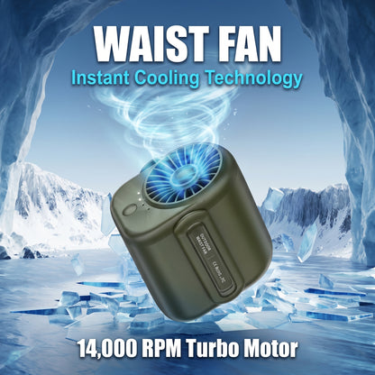 🧊50%off🧊Heavy-Duty 360° Waist Fan | 14,000 RPM Portable Turbo Clip-on Fan & 5000mAh Power Bank | Waterproof, Drop-Proof for Outdoor Work, Construction & Hiking