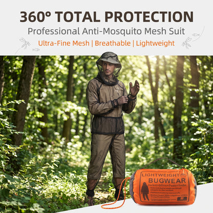 ✨50%off🦟4-Piece Ultra-Light Anti-Mosquito Mesh Suit | High-Visibility No-See-Um Mesh Jacket, Pants, Gloves & Socks Set | Adjustable Breathable Bug Gear for Camping, Fishing & Outdoor Hiking