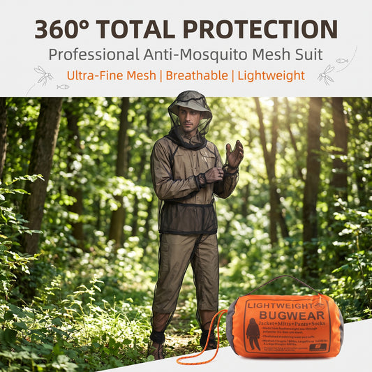 ✨50%off🦟4-Piece Ultra-Light Anti-Mosquito Mesh Suit | High-Visibility No-See-Um Mesh Jacket, Pants, Gloves & Socks Set | Adjustable Breathable Bug Gear for Camping, Fishing & Outdoor Hiking