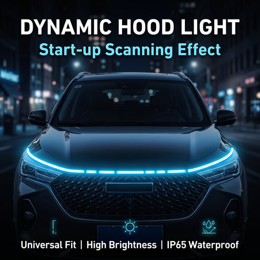 ✨50%off✨Universal LED Car Hood Dynamic Scan Light Strip | 10V-16V Waterproof IP65 Hood Atmosphere Daytime Running Lights