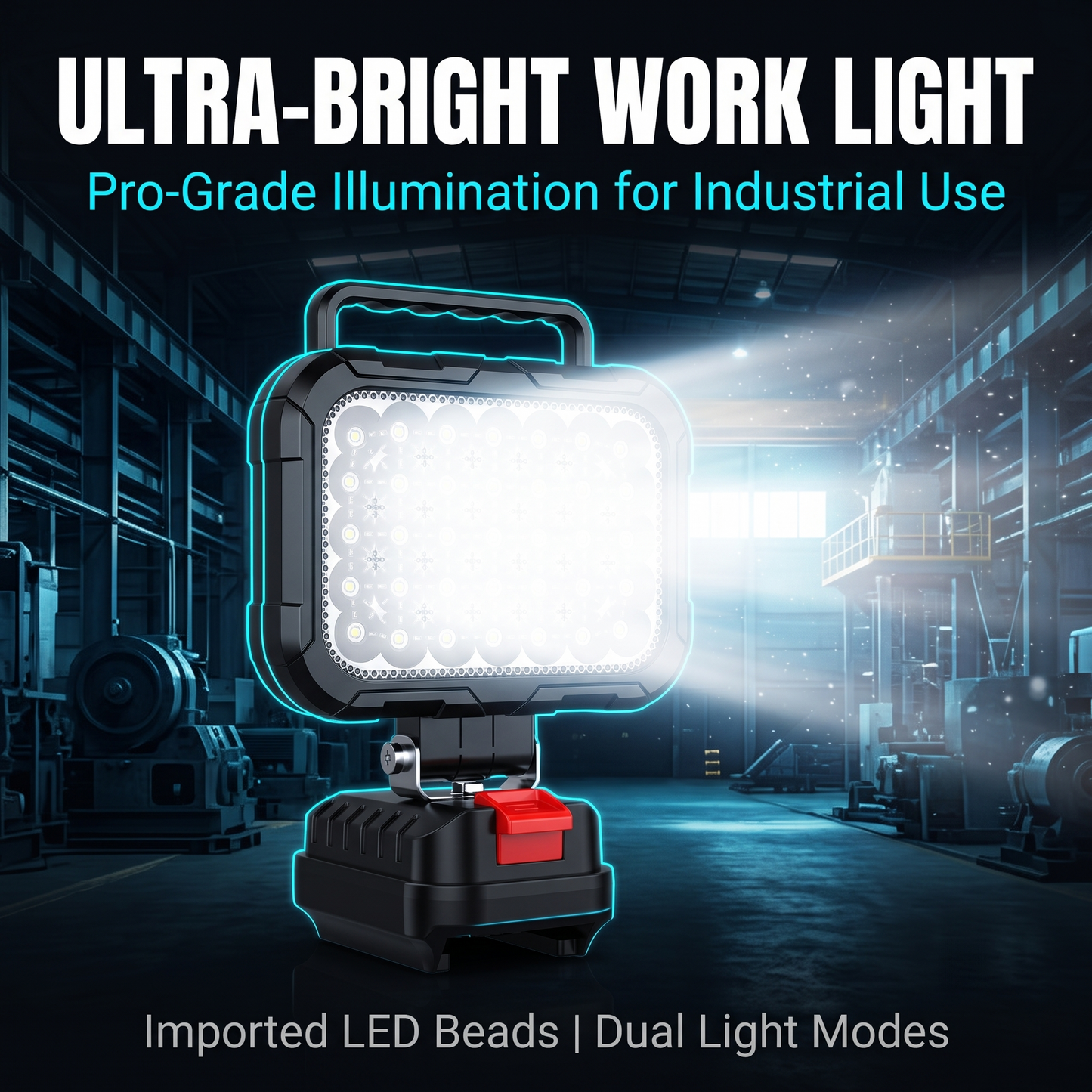🔥50% OFF & MORE🔥180° Rotatable LED Work Light – With Dual USB Power Bank Function – Rugged & Cordless – Universal Battery Compatibility – For Garage, Construction & Camping