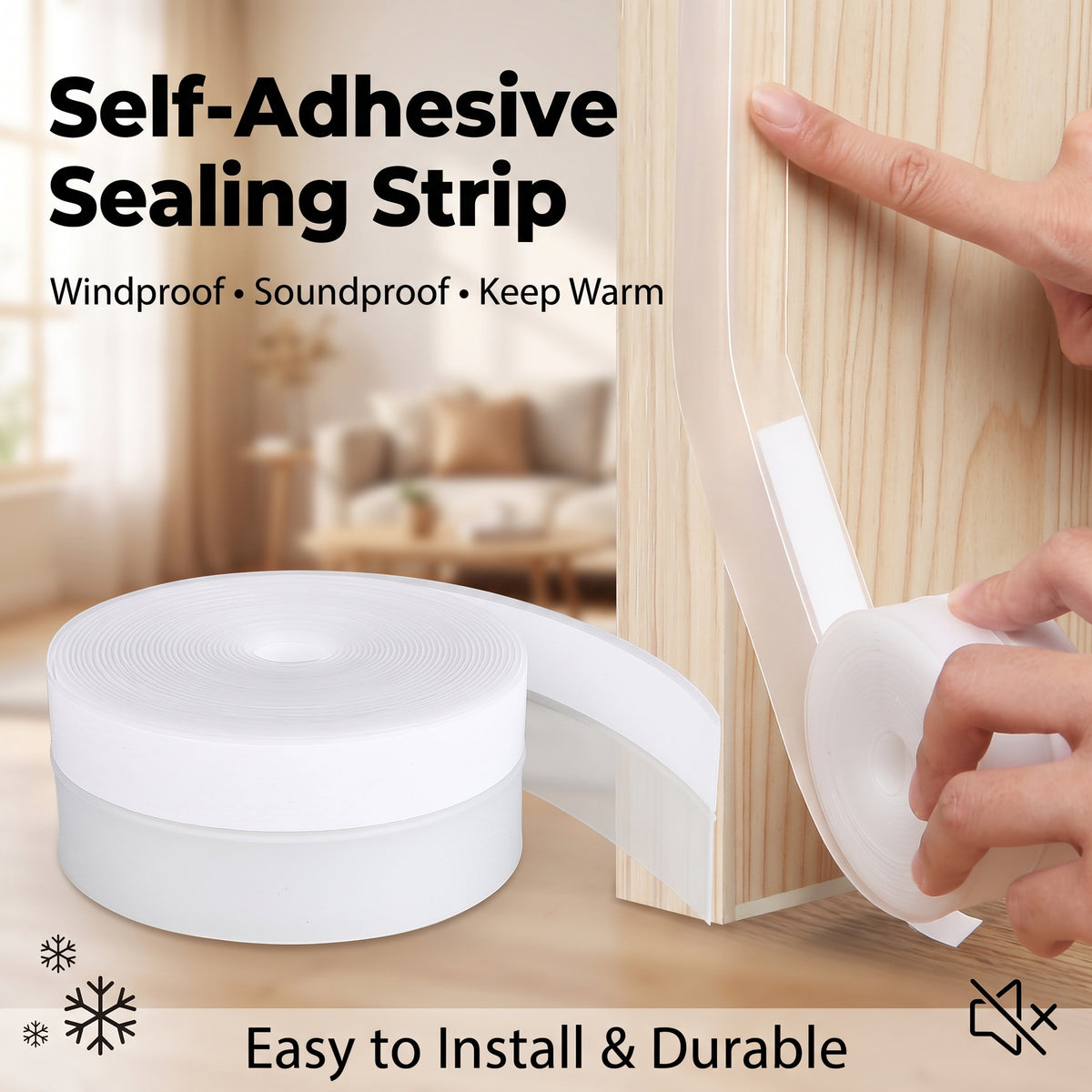 ✨16.4Ft Door Weather Stripping | Adhesive Draft Stopper Seal Strip for Doors, Windows & Shower Doors