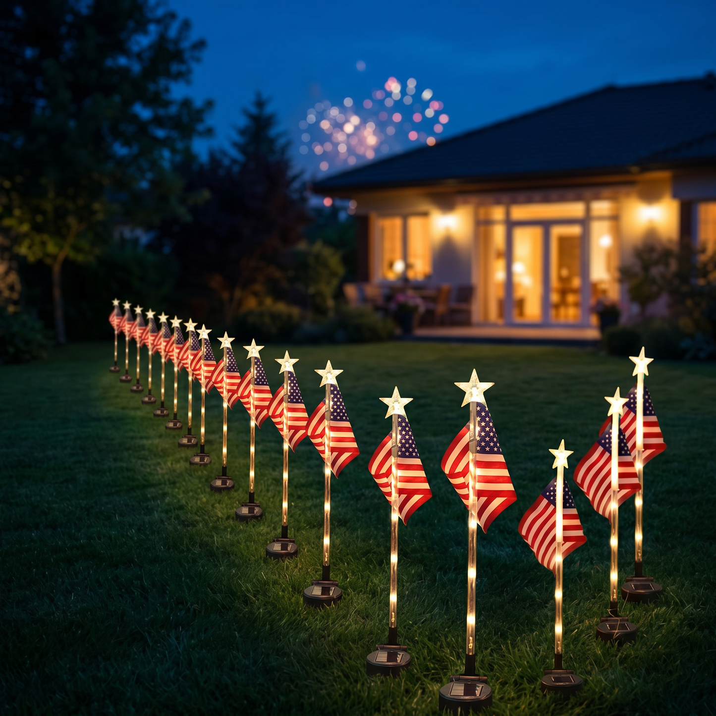 🔥50%off🗽 Factory of Solar Powered Independent National Flag LED Ground Plug Lights, Outdoor Waterproof Decorations for Courtyards and Gardens