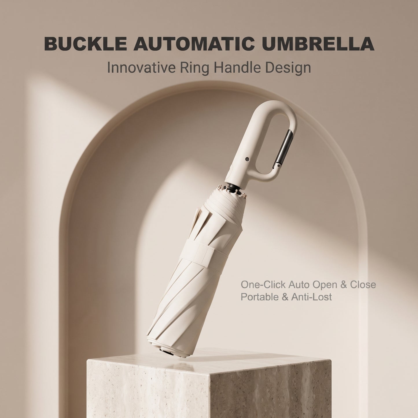 ☂️50%off☂️10-Bone Windproof Automatic Umbrella | UPF 50+ UV Blocking Sun & Rain Travel Compact Umbrella with Innovative Carabiner Handle | Large Foldable Business Parasol