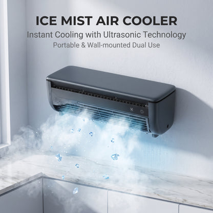 ✨50%off✨Wireless Cordless Air Cooler Fan | Punch-Free Wall-Mounted & Desktop Misting Fan | USB Rechargeable Portable Mini Air Conditioner with Ice Water Tank & Night Light