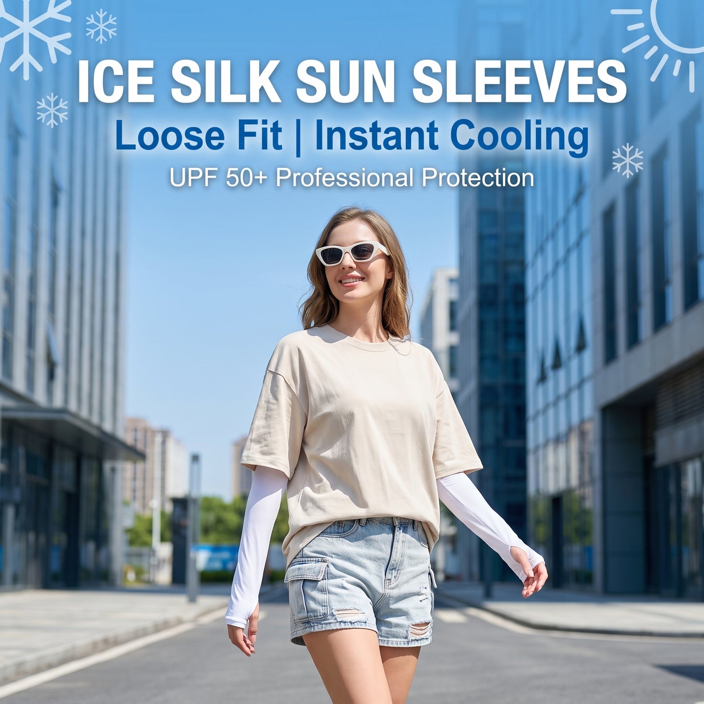 🧊50%off🧊2026 New Loose Oversized Ice Silk Sun Protection Arm Sleeves, Thin UV Protection Cooling Sleeves for Summer