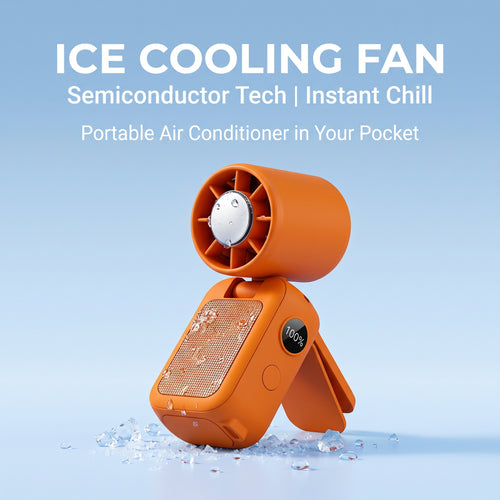 ✨Buy 1 Get 1 Free🧊5-in-1 Semiconductor Cooling Fan | Portable Handheld Ice Compress Fan | USB Rechargeable Folding Waist Clip & Neck Fan with Smart LED Display & Multi-Speeds