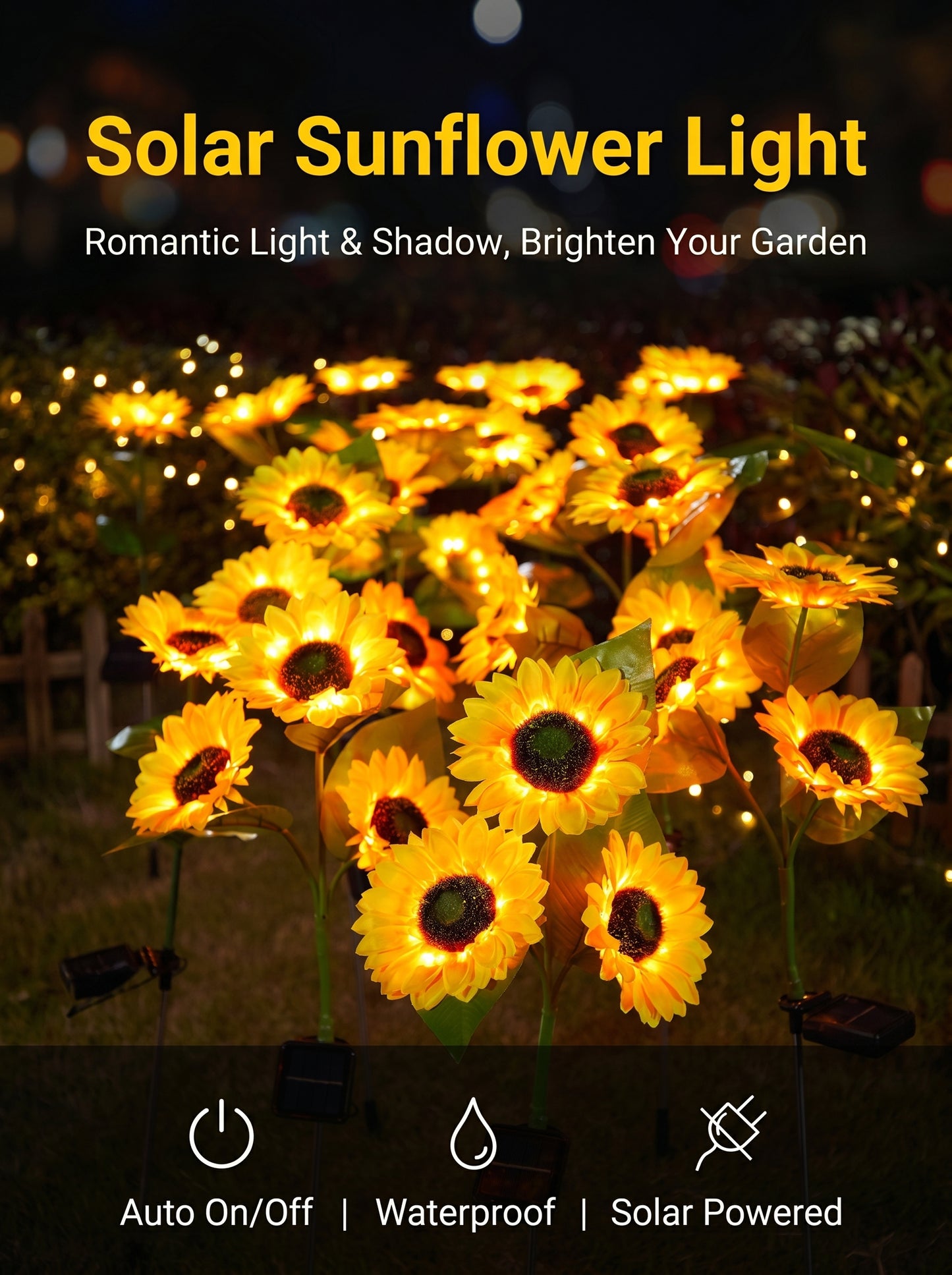 🌻50%OFF🌻 Outdoor Household Courtyard Solar Sunflower Lights, Garden Lawn Decorative Plug-in Street Lights, Simulated Landscape Atmosphere Lights