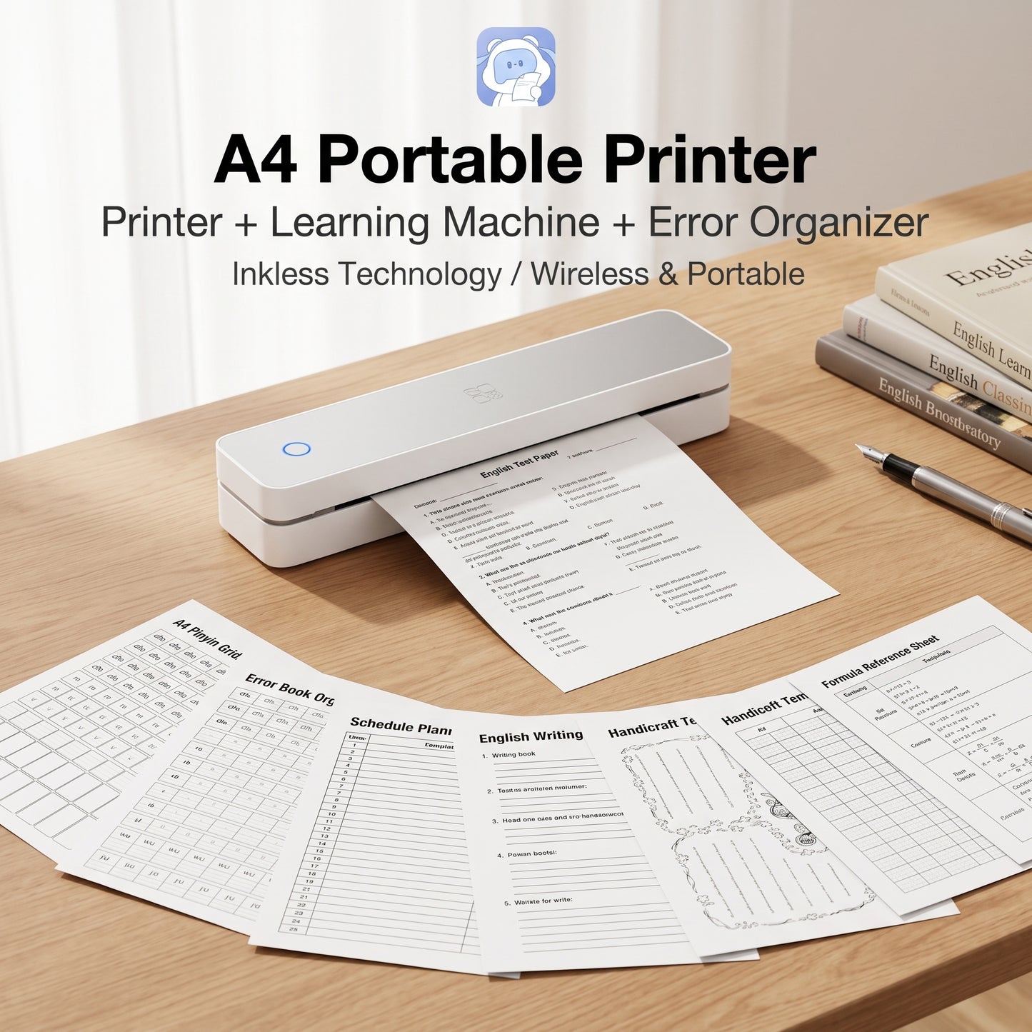 🔥50%off🔥Inkless Portable A4 Thermal Printer | Wireless Bluetooth Mobile Printer for Homework, Contracts & Study Notes | 2-in-1 Dual Width Support (A4 & 110mm) | BPA-Free Eco-Friendly Pocket Printer