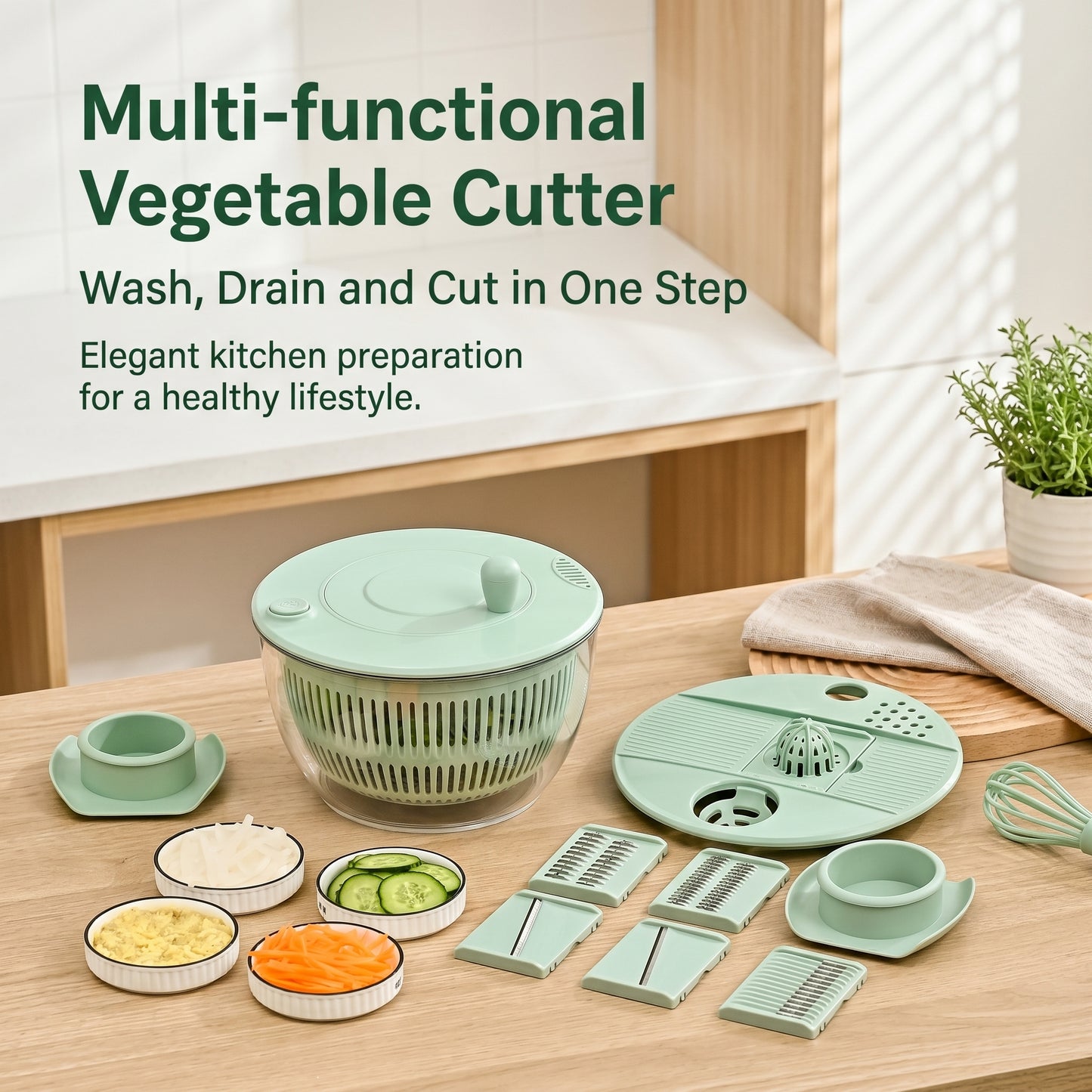 🔥New Upgrade🔥Multi-functional vegetable cutter drain basket